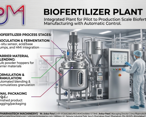 Biofertilizer Manufacturing Turnkey Solution- Uma Pharmatech Machinery