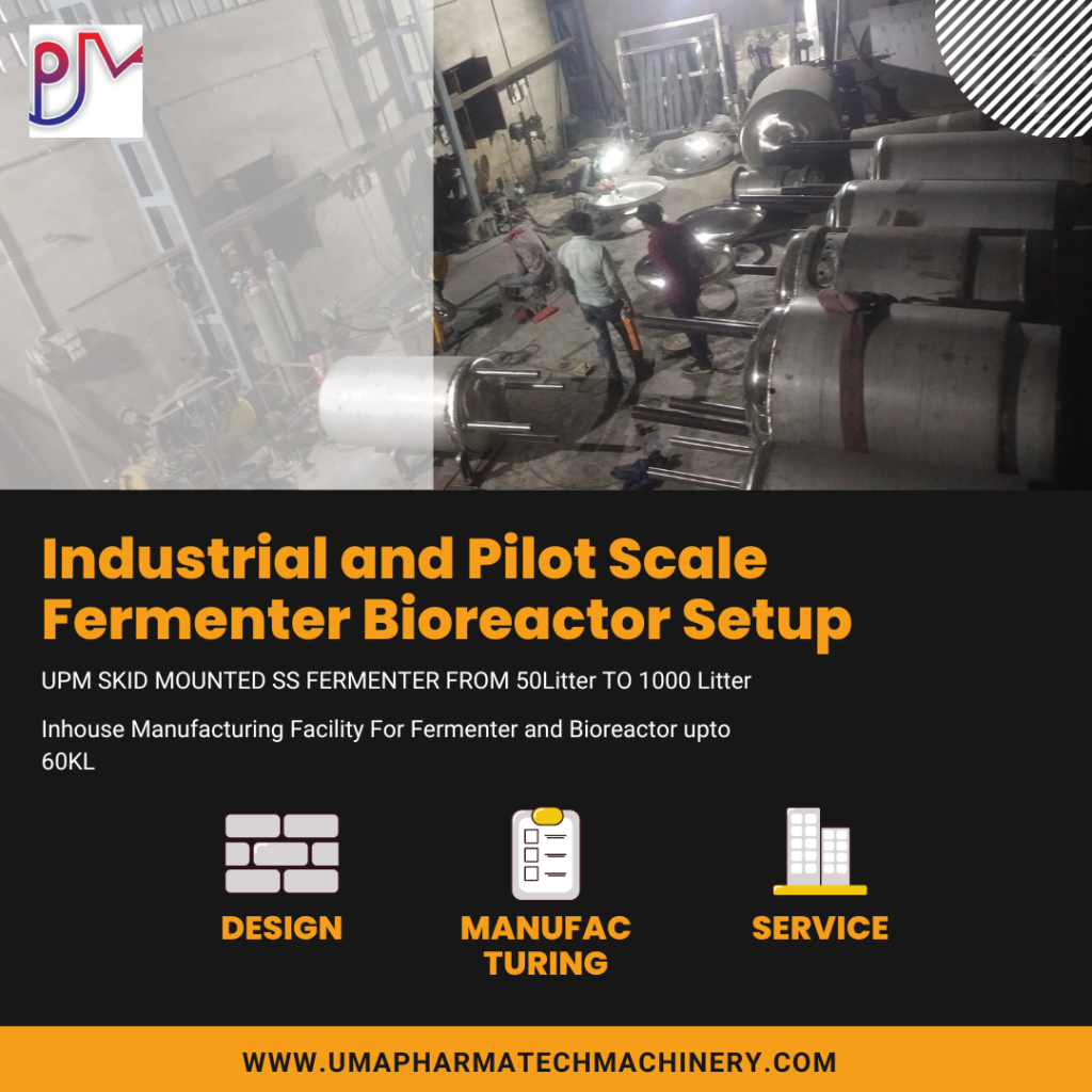 Fermenter bioreactor manufacturing companies in India - Uma Pharmatech Machinery bioreactor in operation.