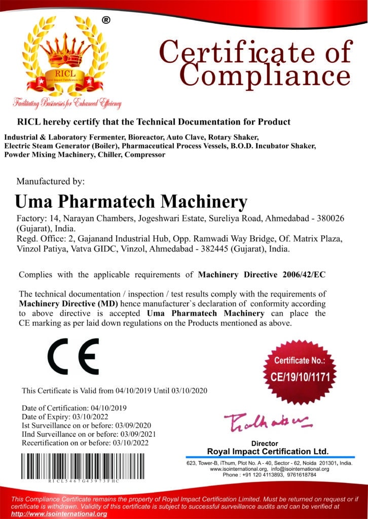 ce certificate- Uma Pharmatech Machinery