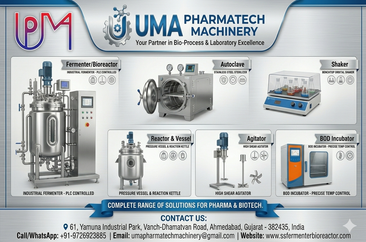 Uma Pharmatech Machinery is Best Manufacturer of Fermenter and Bioreactors.