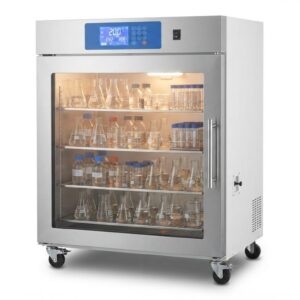 Digital BOD incubator with internal glass door and precise temperature control for biochemical oxygen demand testing.