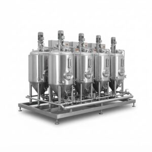 Multi-station parallel fermenter bioreactor system for simultaneous microbial testing and screening.