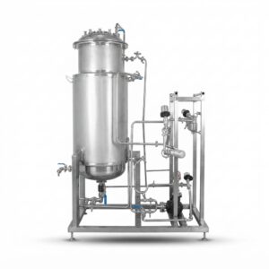 Semi-automatic fermenter by UPM Pharmatech Machinery featuring digital monitoring and manual valves.
